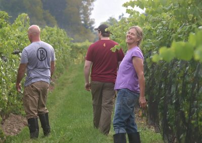 Members of Buttonwood Staff Walking Through Vineyards